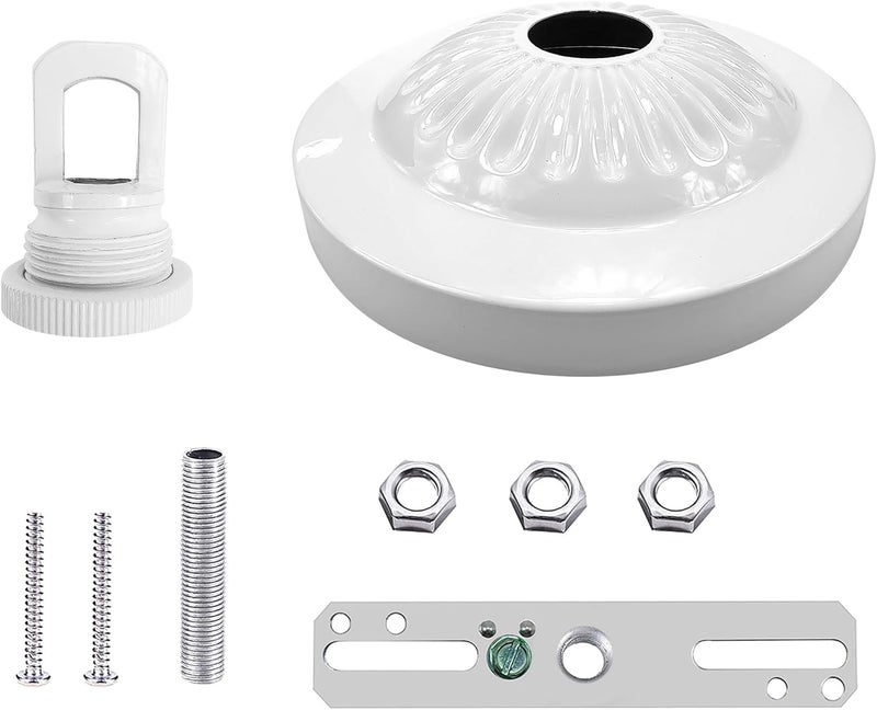 ECUDIS Light Fixture Canopy Kit, 5 Inches Diameter and 6 Feet Pendant Light Chain Includes Mounting Hardware for Chandelier or Swag Light Fixtures, Max Fixture Load of 50 Pounds (White) - Image 2